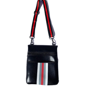 Black Liquid w/ Red Stripe Neoprene Crossbody